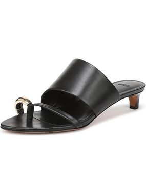 Vince Suzie Black Leather Toe-Ring Kitten Heel Mule NEW 7.5
